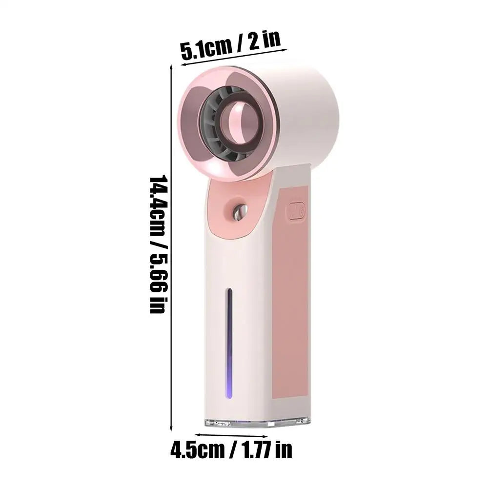 Misting Fan Portable Cooling Rechargeable 30ml Water Tank Battery Powered Mister Fan for Travel Camping Hiking Fishing Summer Qme CN Pink