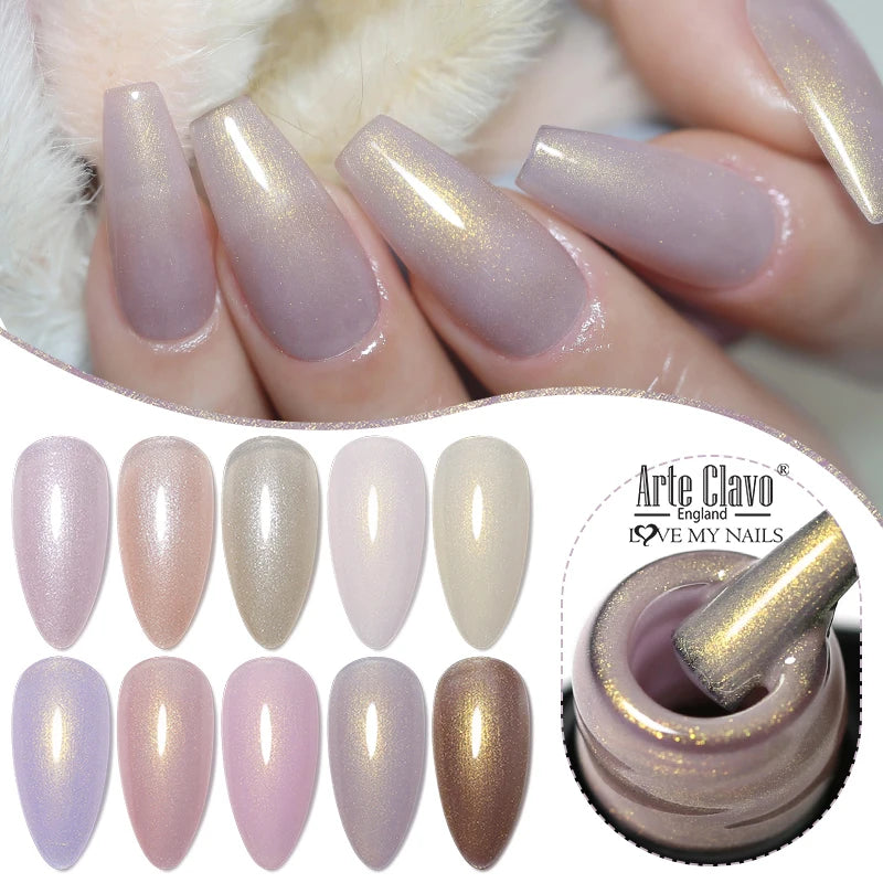 Arte Clavo Pearl Shell Gel Nail Polish Glitter Auroras Soak Off UV Qme