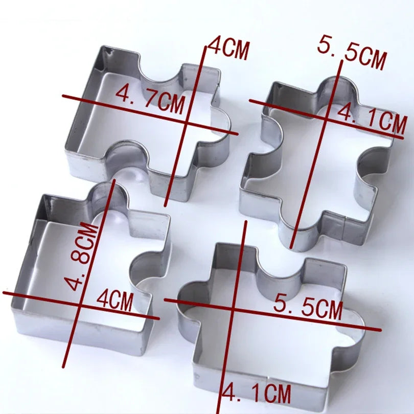 3D Cookie Puzzle Shape Stainless Steel Cutter DIY Biscuit Dessert Qme