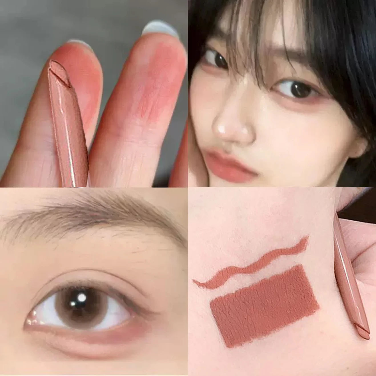Curved Pink Brown Eyeliner Gel Pen Long-lasting Waterproof Ultra-fine Matte Smooth Quick Dry Aegyo-Sal Gel Eye Shadow Pen Makeup Qme