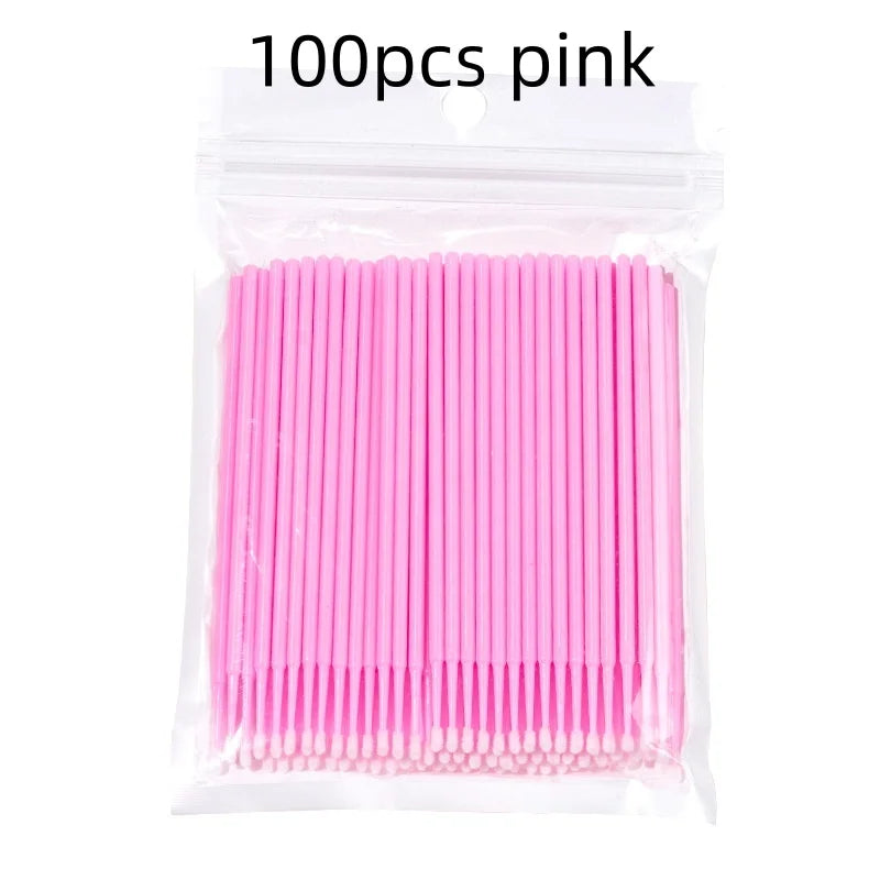 100pcs Microbrushes for Eyelash Extension Makeup Brush Swab Disposable Individual Applicators Mascara Eyelashes Brushes Qme 100pcs pink