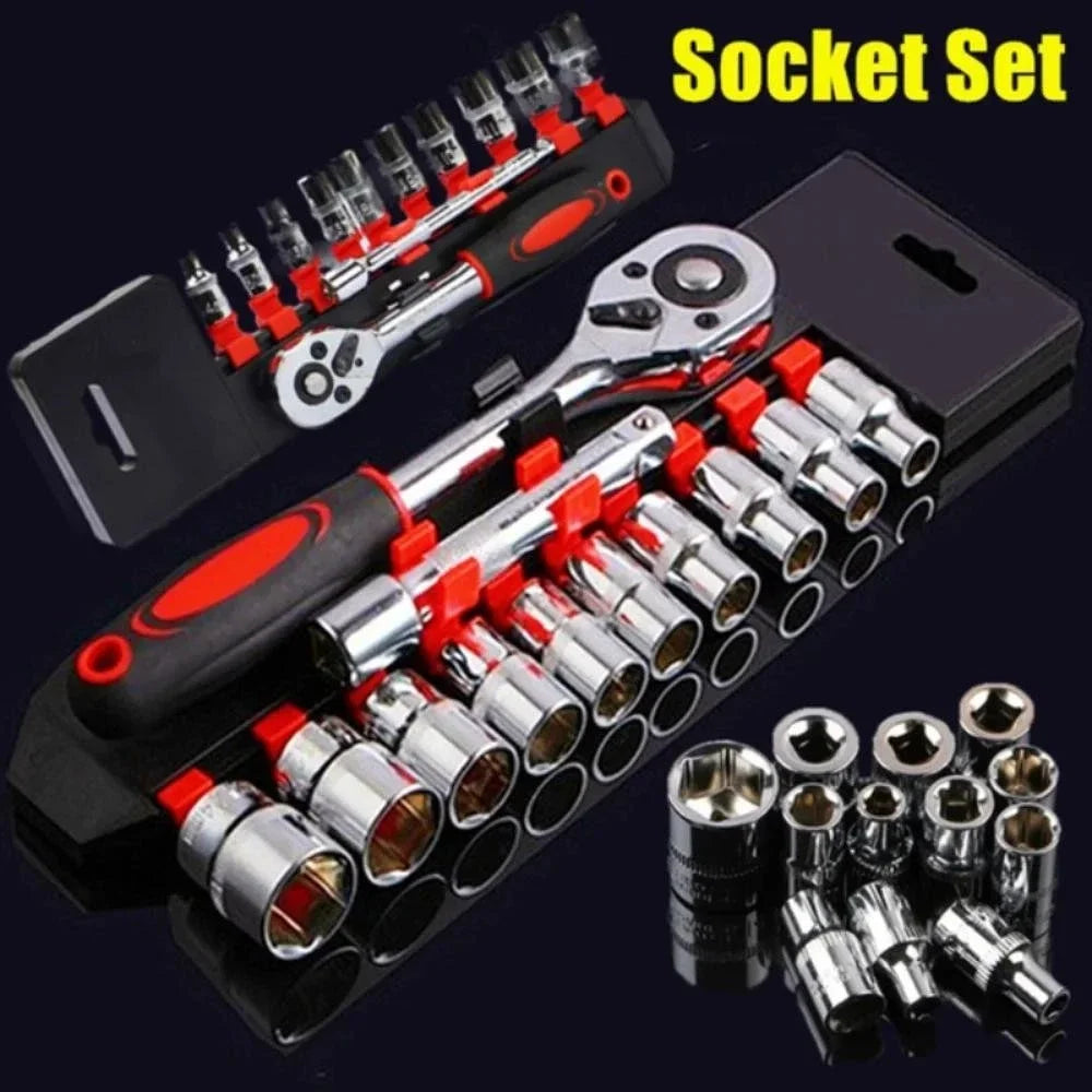 HOMEFISH 12 Pcs Wrench Socket Set Repair Tool Kit Universal for Motorcycle Bicycle Car Boat Auto Hardware Tools Qme Default Title
