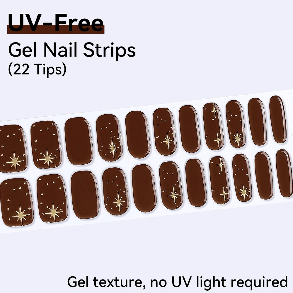 22Tips French Red Heart Kiss UV-Free Gel Nail Stickers Glitter Flower Qme BSA-0227