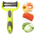 3 in 1 Vegetable Peeler Easy Grip with Rotating Serrated Straight and Julienne Stainless Steel Fruit Slicer Peeling Plane Qme Default Title