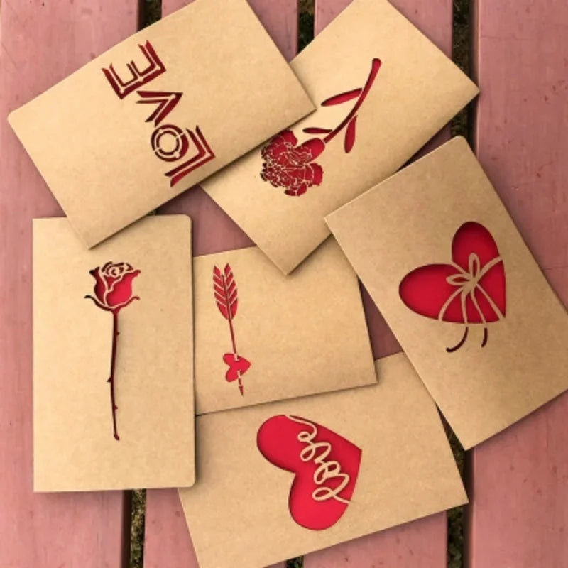 1pcs of Hollow Valentine's Day Mother's Day Greeting Card / Kraft Paper Card Holiday Cards Birthday Cards Blessing Gift Card Qme