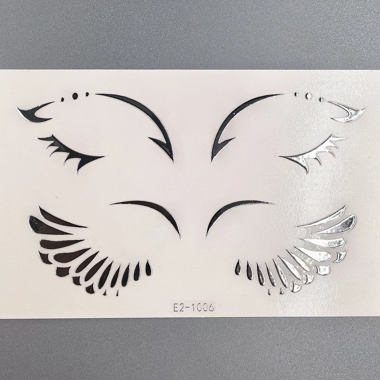 3D Metallic Punk Silver Eye Shadow Stickers Metal Eyeliner Decals Self-adhesive Futuristic Festival Party Eye Makeup Stickers Qme E2-1006