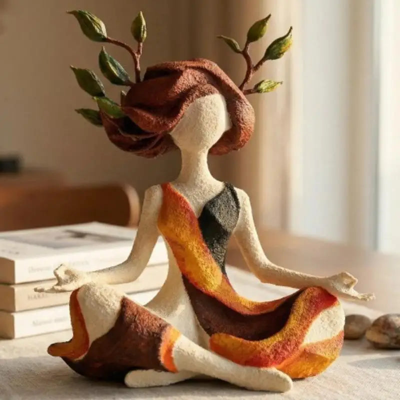 Resin Serenity Growth Meditation Figurine Aesthetic Mindfulness Abstract Yoga Sculpture Inner Peace Home Decor Statue Bedroom Qme A2