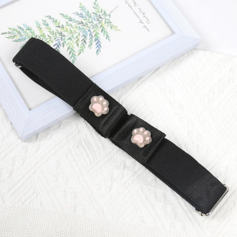 Traceless Invisible Belt Adjustable Elastic Waist Band Buckle-Free Belts for Women Quality Jeans Pants No Buckle Easy To Wear Qme black