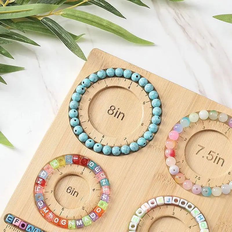 Bamboo Beading Board Imperial Measurements Marked Bracelet Sizer Jewelry Design Mat for Jewelry Bracelet Making DIY Craft Qme
