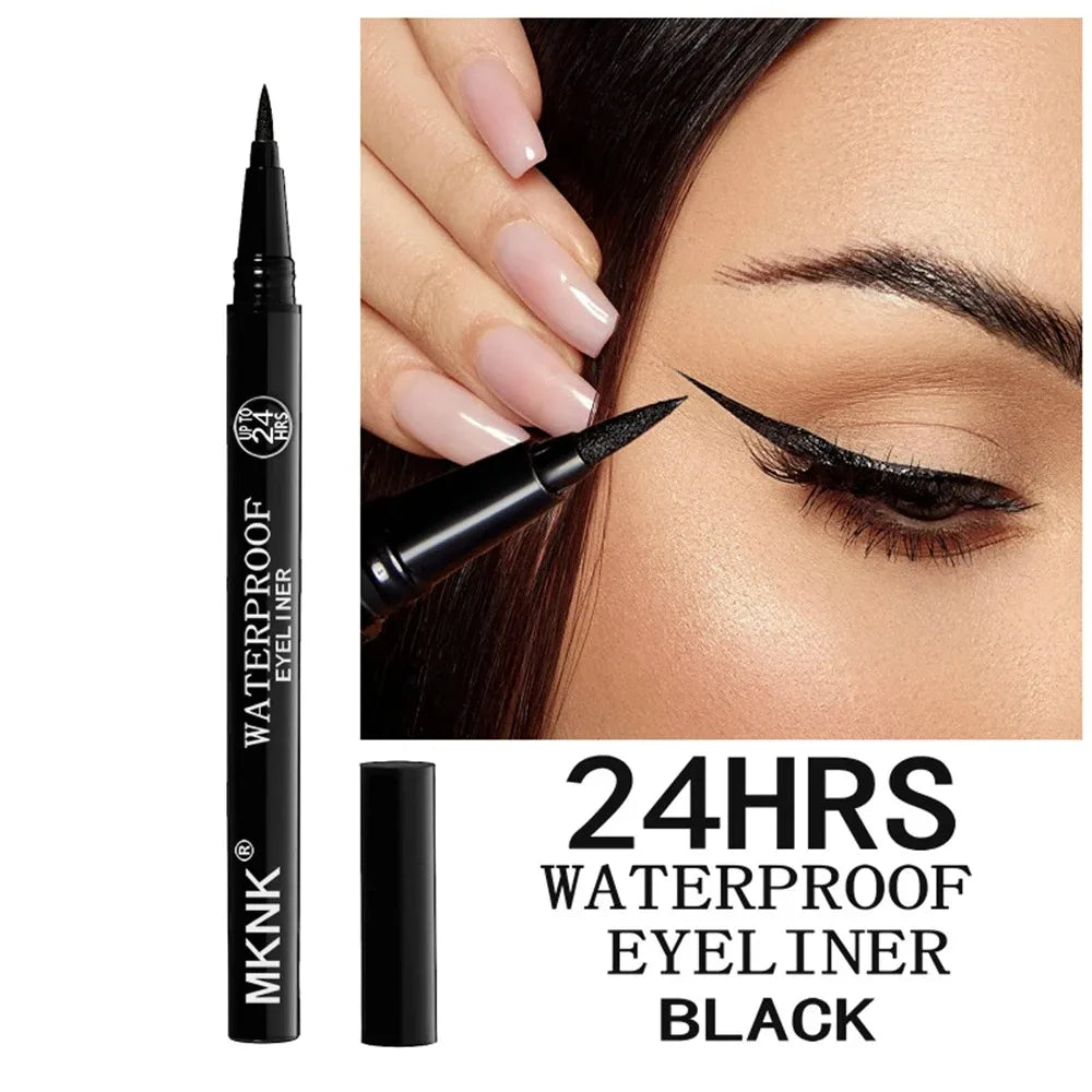1/2 PCS Black Quick-Dry Eyeliner Pencil - 24H Lasting Smooth Matte Waterproof Anti-Smudge Liquid Eyeliner Makeup for Eyes Qme 1 PC