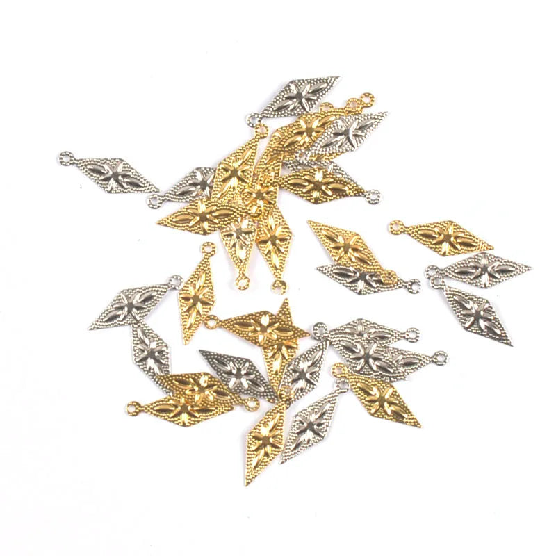 10Pcs Rhombus Filigree Wraps Connectors For DIY Jewelry Accessories Findings Home Decor Making Scrapbook Metal Crafts yk0911 Qme