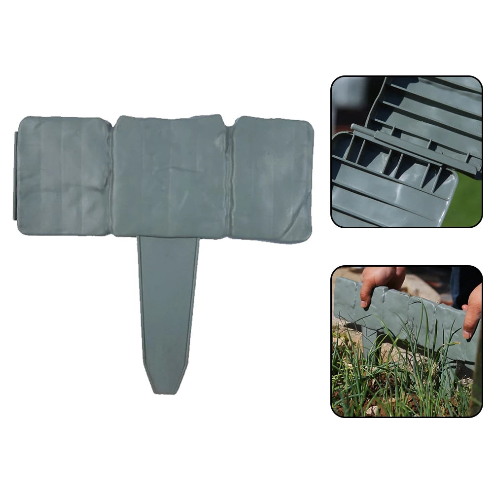 10/20pcs Garden Fence Imitation Stone Plant Support Stake Outdoor Edging Decorative Border DIY Lawn Yard Landscape Plant Fence Qme