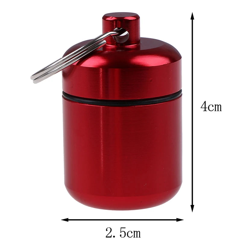 Portable Keychain Pill Case Aluminum Alloy Metal Medicine Container Qme