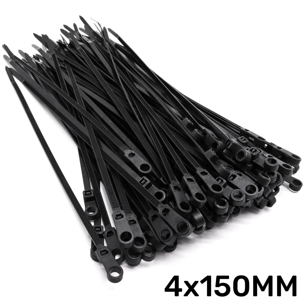 100-1000PCS Screw Hole Cable Ties Heavy Duty Adjustable Self-locking Nylon Cable Ties DIY Office Cables Wire Fasten Organizer Qme Black 100PCS