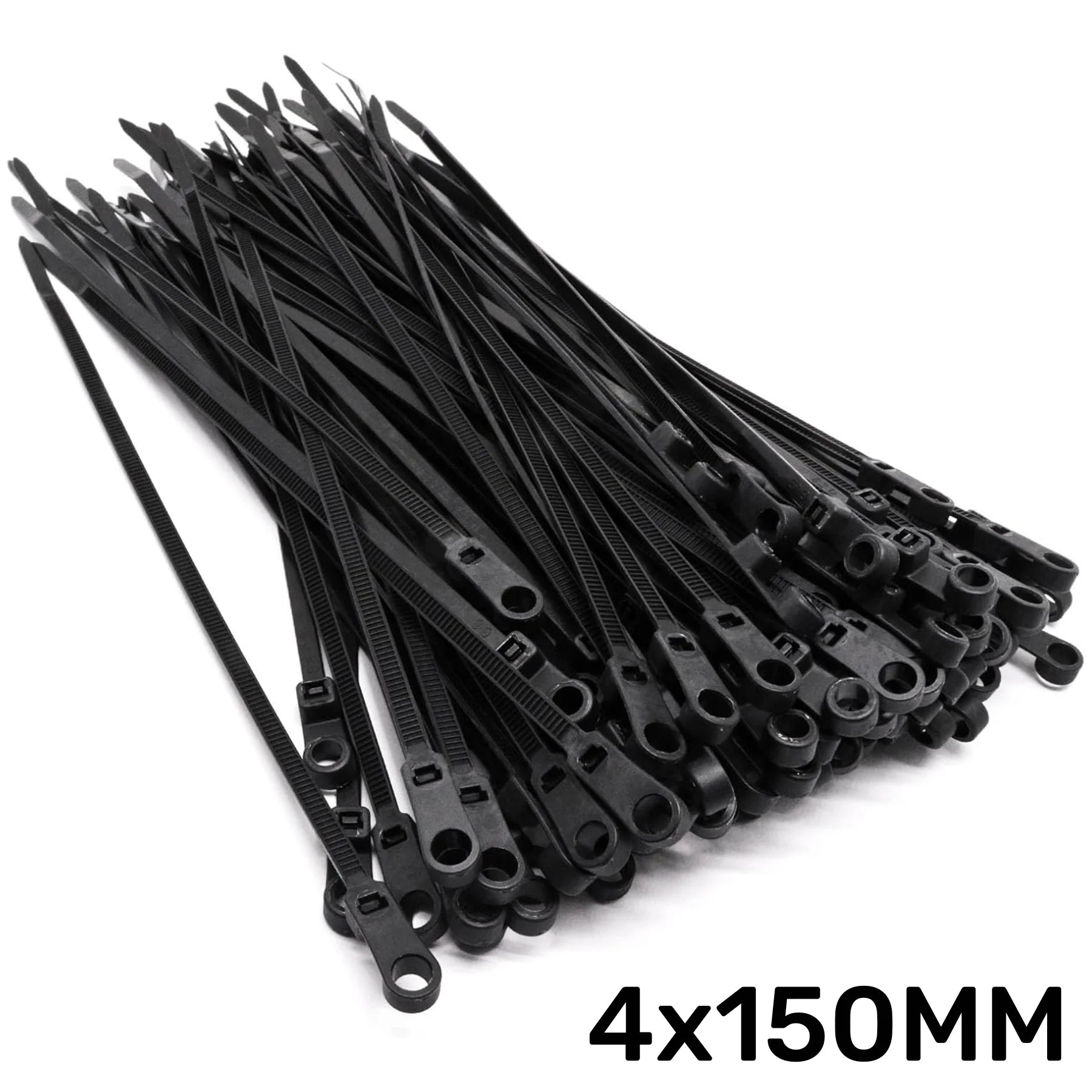 100-1000PCS Screw Hole Cable Ties Heavy Duty Adjustable Self-locking Nylon Cable Ties DIY Office Cables Wire Fasten Organizer Qme Black 100PCS