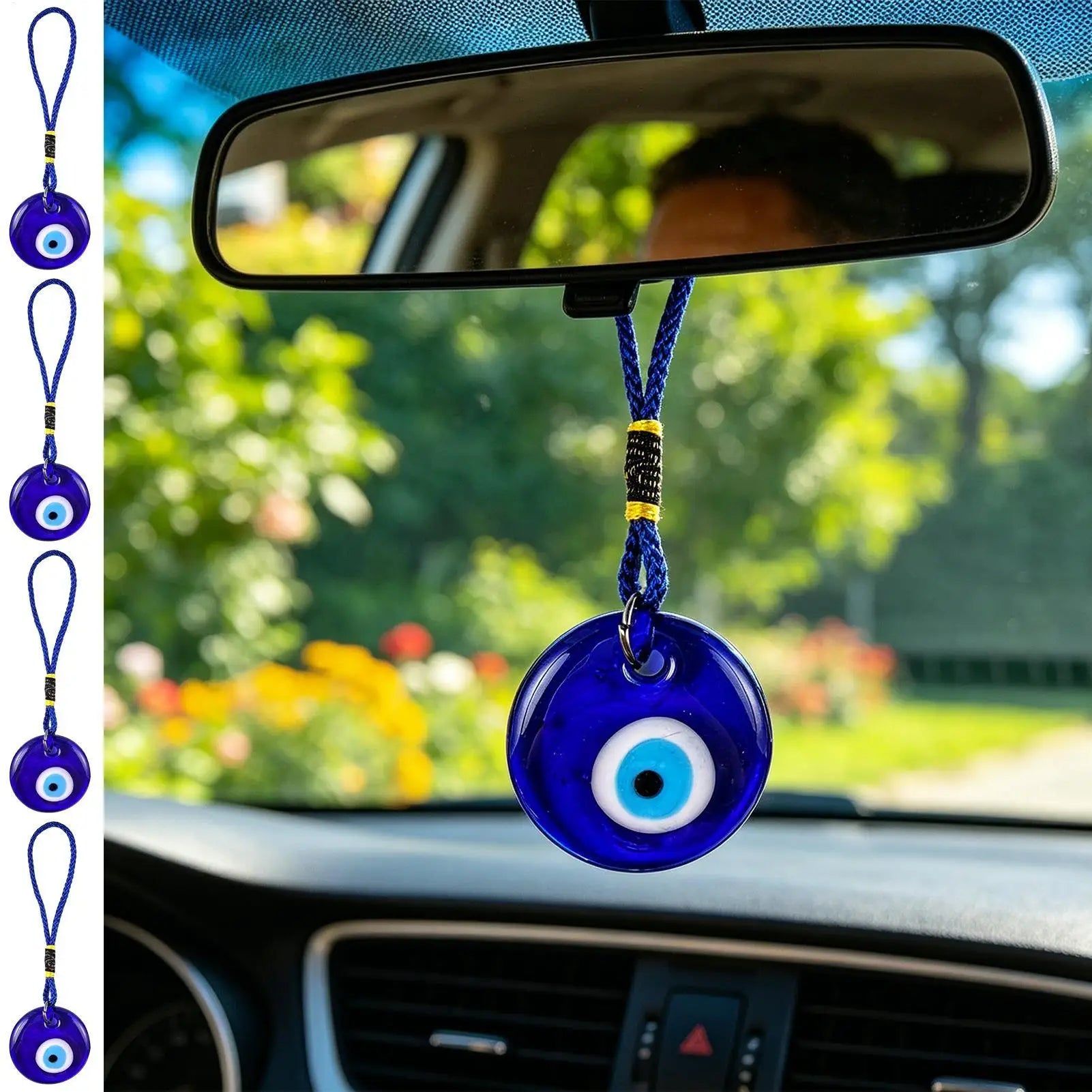 Evil Eye Charm 4-Piece Glass Decorative Good Luck Turkish Protection Qme