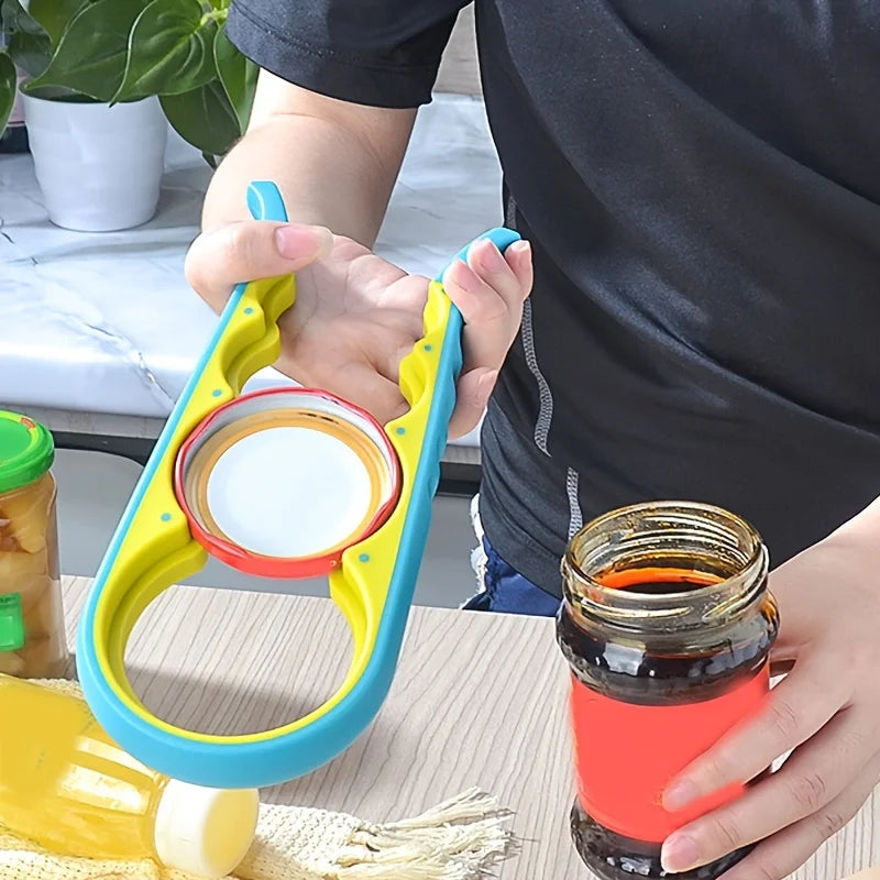 1pc 4-in-1 Multi-Purpose Can Opener with Non-Slip Grip - Perfect for Beer Bottles and Home Kitchen Use Qme
