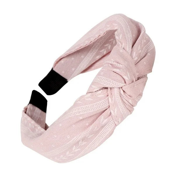 Elegant Knotted Leaf Wide Fabric Headband Hair Hoop Women Girls Beach Qme pink