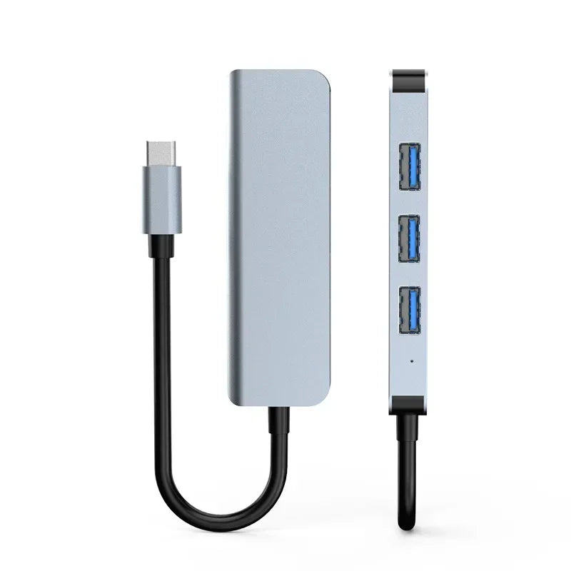 New Adapter 4 USB Ports Long-lasting Lightweight 5Gbps Transmission DC 5V 0.9A Compact Type-C Adapter for Mobile Phone Qme