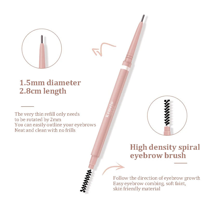 1.5mm Ultra Fine Double-Ended Eyebrow Pencil Automatic Rotating Natural Waterproof Long Lasting Professional Eyebrow Pen Makeup Qme