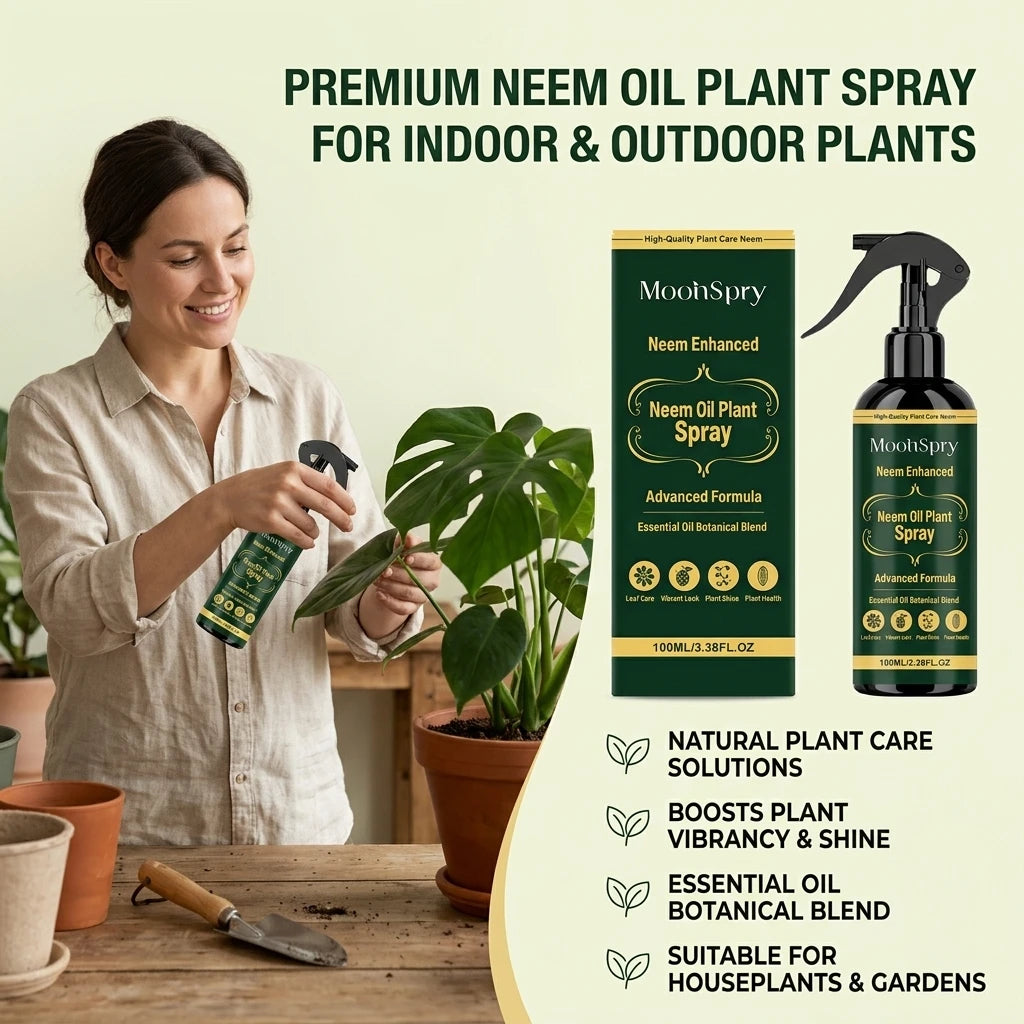 Moonspry Neem Oil Plant Spray Improve Leaf Glossiness Enhance Transparency Advanced Botanical Formula Leaves Nutrient Supplement Qme