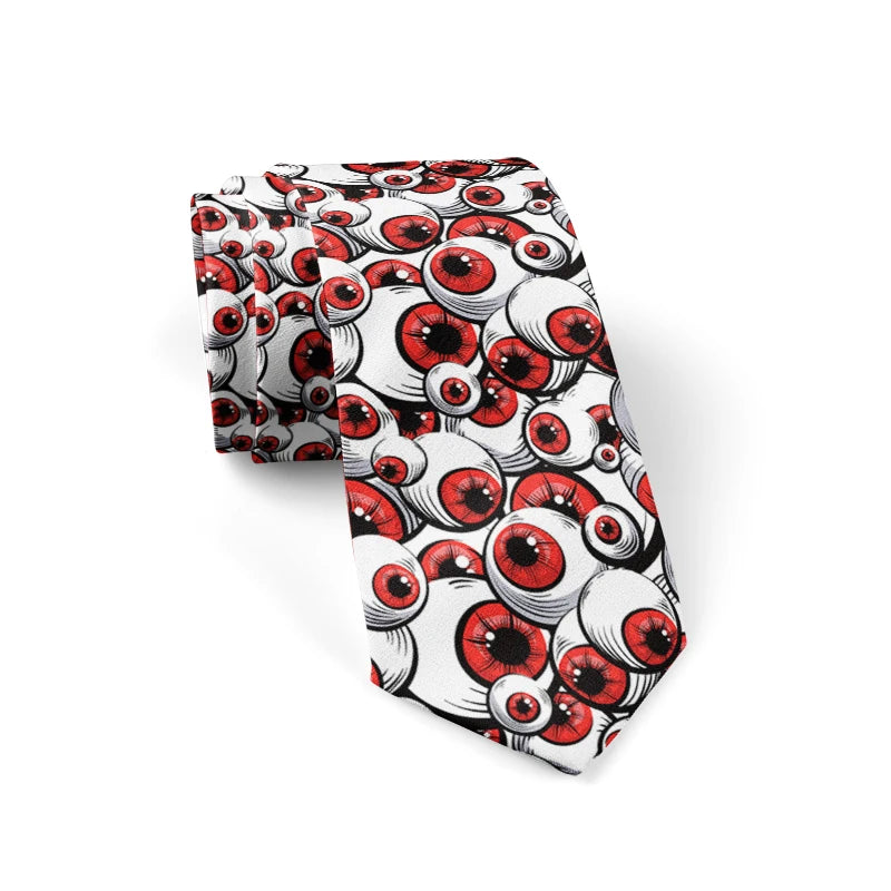 Fashion Eye Print Polyester Wide Tie Novelty Men's Classic Qme style6