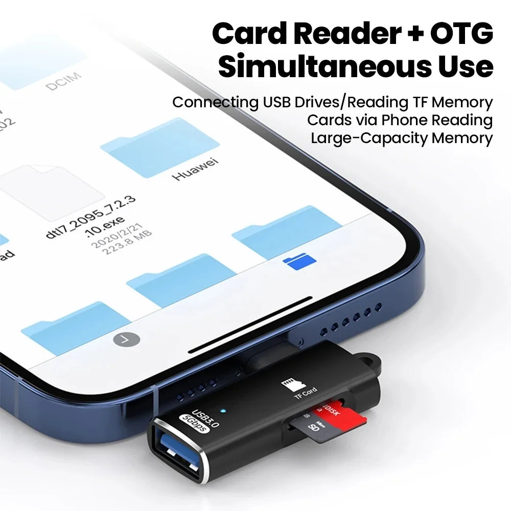 2 in 1 Type C OTG Adapter USB 3.0 to Type C Converter USB Female to Male USB C SD Memory Card U Disk Reader For Phone Computer Qme