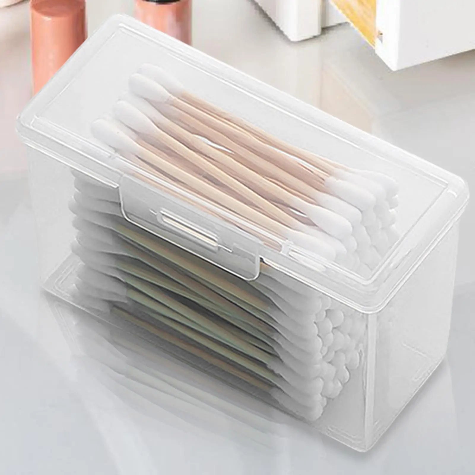 Cotton Swab Container Small Earring Organizer Small Transparent Cotton Ball Holder Portable Cotton Swab Holder Case Qme