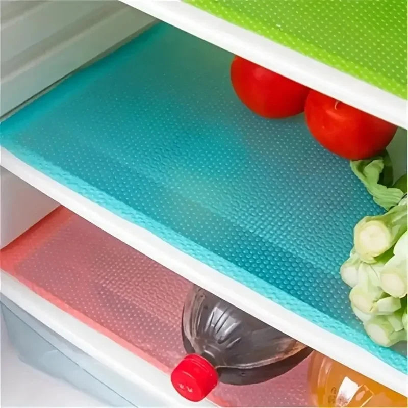 4PCS EVA Waterproof Refrigerator Liner Mat Washable Mildew Kitchen Pad Anti-oil Cabinet Drawer Placemat Heat-insulat Fridge Mat Qme