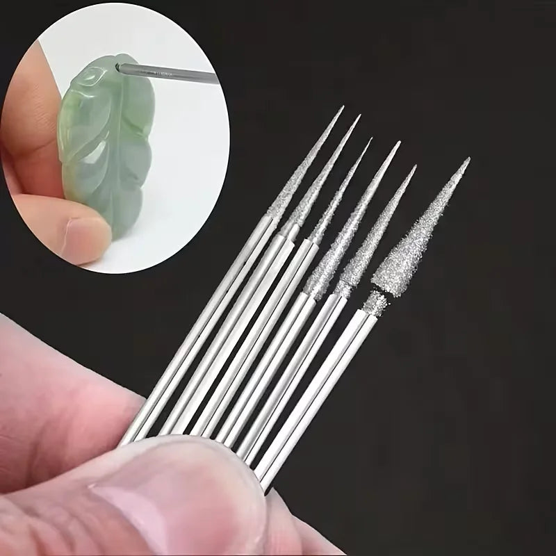 6 uds 1-4mm cabezal de molienda de diamante puntas de aguja rebabas herramienta de tallado de grabado vástago de 2,35mm D Qme