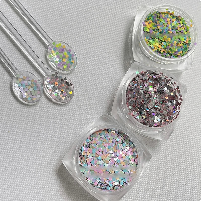 1Jar Mini Sparkling Love Nail Glitter Heart Decoration Salon Design Qme
