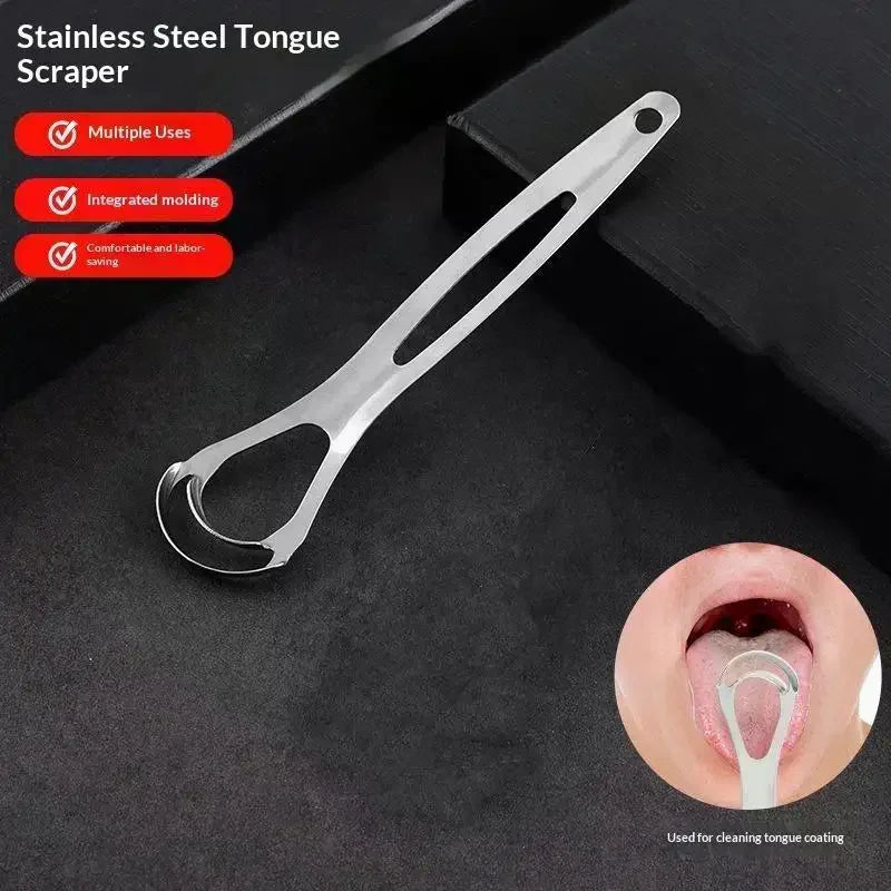 Stainless Steel Tongue Scraper Easy Clean Fresh Breath Oral Hygiene Qme