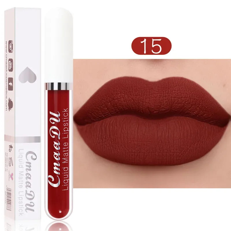 6 Colors/Set Fashion Matte Lip Gloss Sets Natural Moisturize Waterproof Lasting Velvet Sexy Red Liquid Lipstick Beauty Cosmetic Qme 15