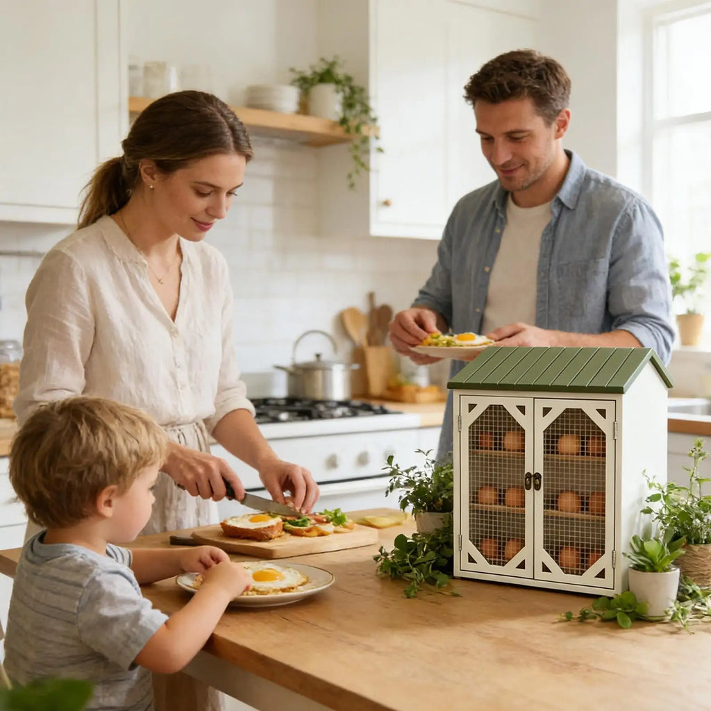 Fresh Egg Holder Rustic Cabinet With Double Doors Egg Organizer With Wire Mesh Window For Home Kitchen Pantry Cabin Coop Farm Qme