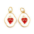 10pcs Brass Enamel Sacred Heart Oval Pendants, Cd/Pb Free Long-Lasting Plated, 16x11x1.5mm 3.6mm Hole for DIY Necklace Making Qme Default Title