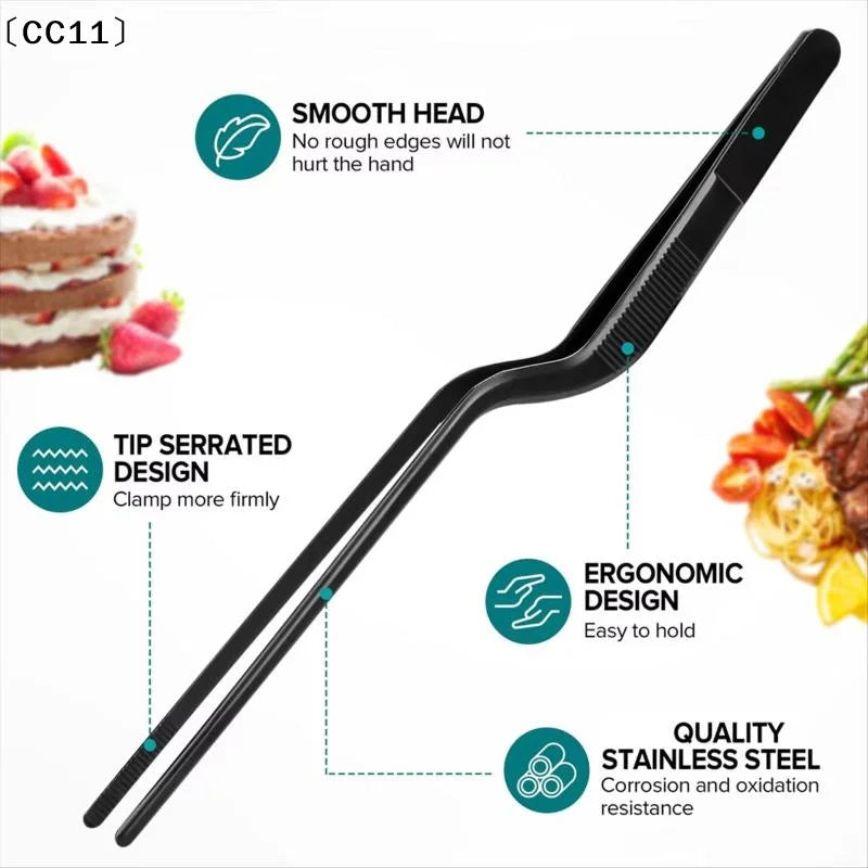 3 5 Kitchen Tongs Stainless Steel Culinary Plating Tweezers BBQ Food Qme