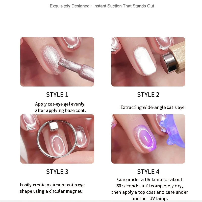 1 Powerful Ring Magnet 3-Second Attraction Hollow Cat Eye Nail Art Qme