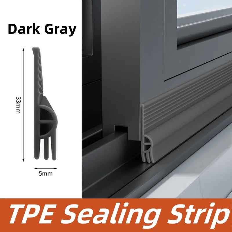 4/2M Window Soundproof Sealing Strip TPE Sliding Window Frame Edge Windproof Strip Door Sealing Gap Filled with Waterproof Strip Qme Dark Gray 2m
