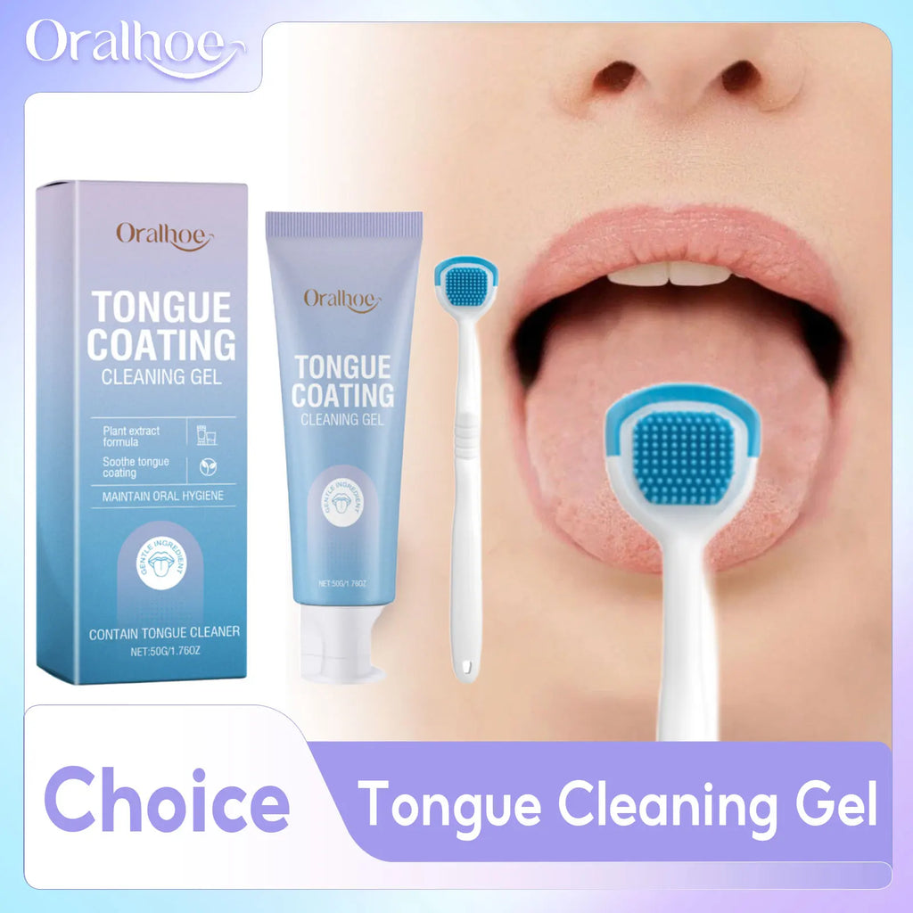 Tongue Cleaner For Remove Tongue Coating Inhibit Oral Bacteria Improve Bad Breath Freshener Tongue Cleansing Gel Toothbrush Set Qme