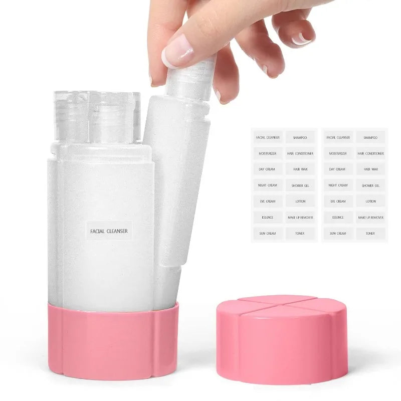 4-in-1 Leak-proof Bottle 4 Travel Gym Camping Carry-on Toiletries Qme Pink