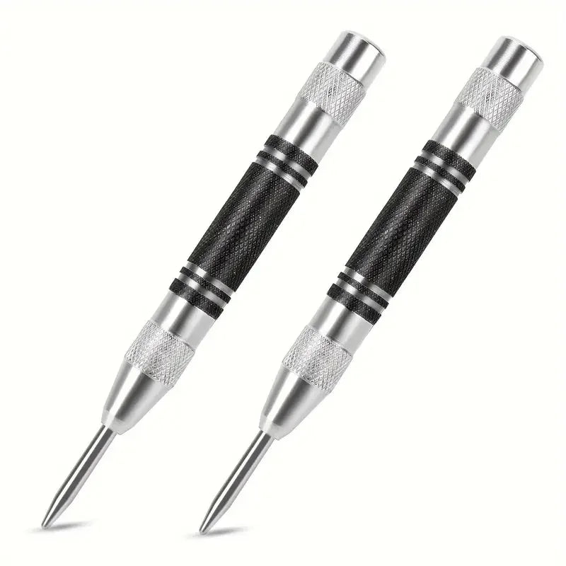 2pcs Automatic Center Punch General Automatic Center Punch Metal Drill Tool Center Hole Punch Super Strong Alloy Qme Black 2Pcs