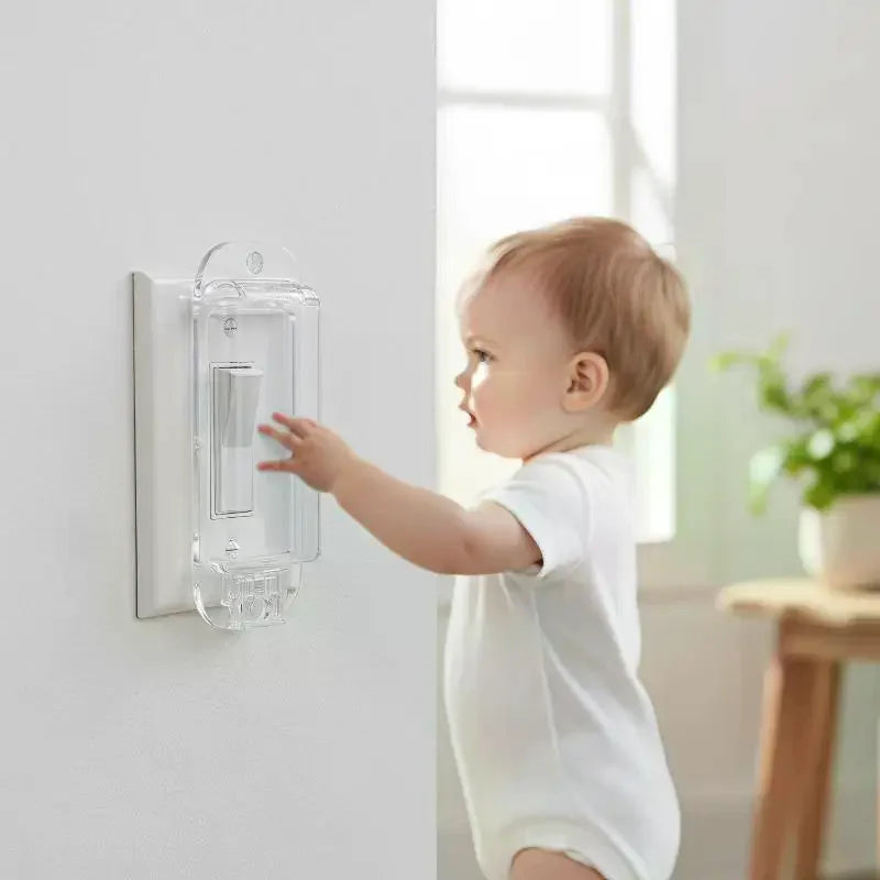 Child Safety Rocker Switch Protective Cover Transparent White Toggle Switch Guard Prevent Kids Touch Wall Switch Protector Qme