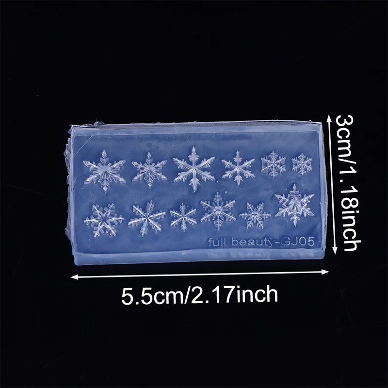 Winter Snowflake Nail Art Silicone Mold 3D Embossed Carving Soft Qme