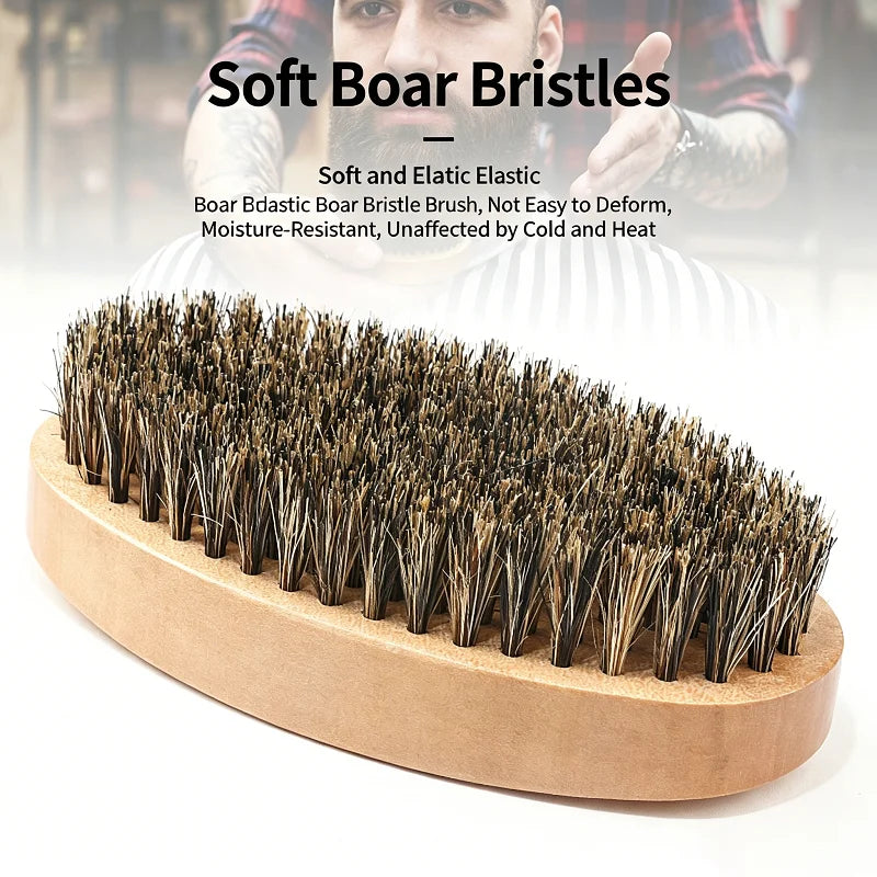 Men's Shaving Brush Boar Bristle Portable Barber Natural Beard Facial Qme
