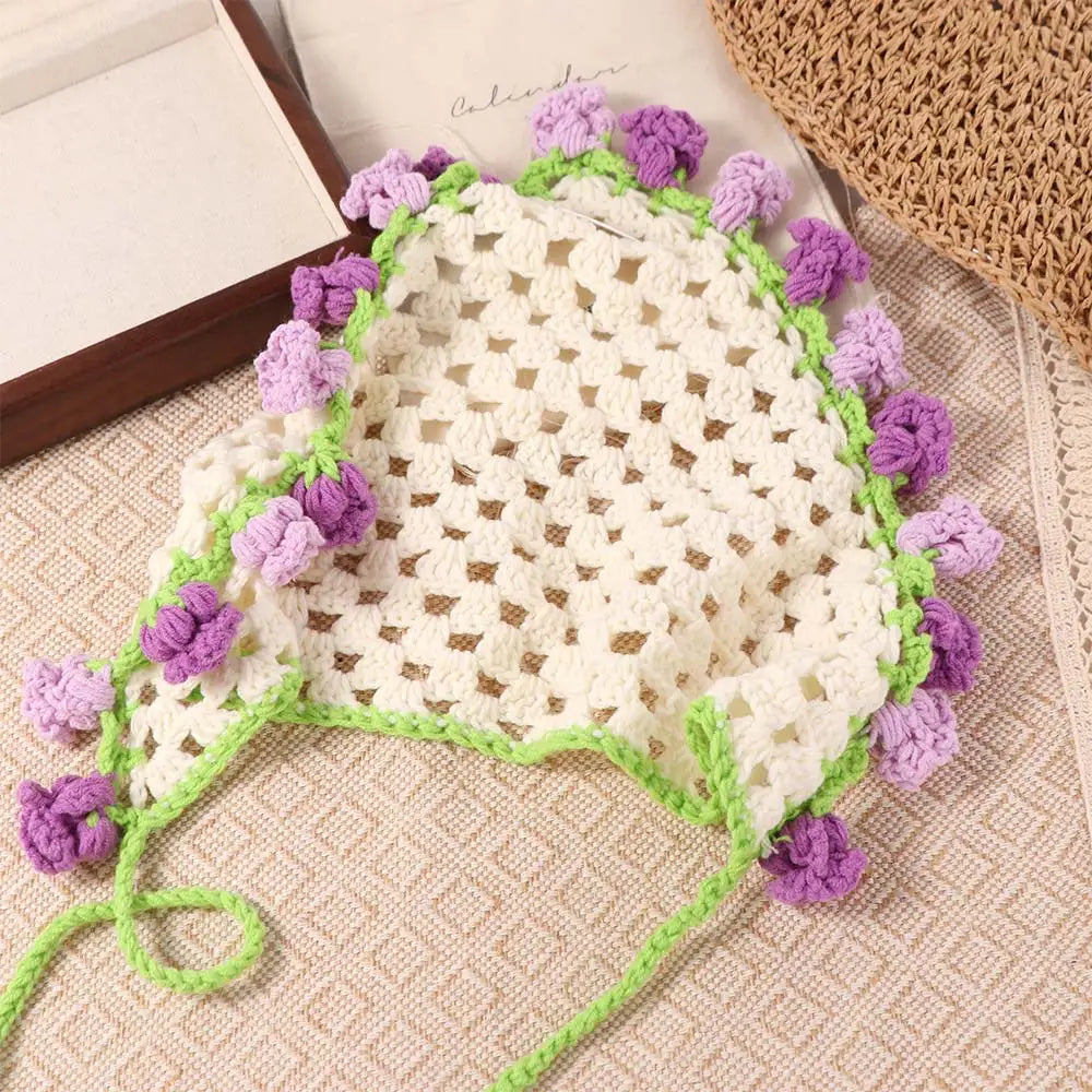 Elegant Hair Band Knitted Headband Floral Flower Women Scarf Bohemian Qme