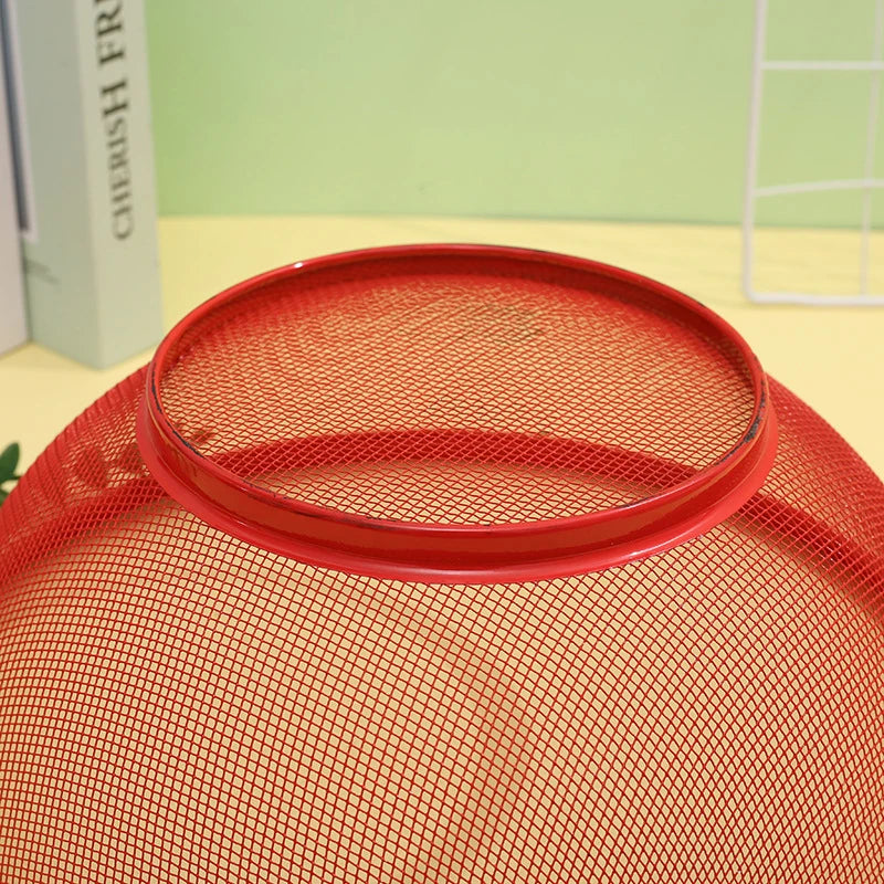 Portable Metal Storage Basket Lid Mesh Prevent Flies Fruit Kitchen Qme