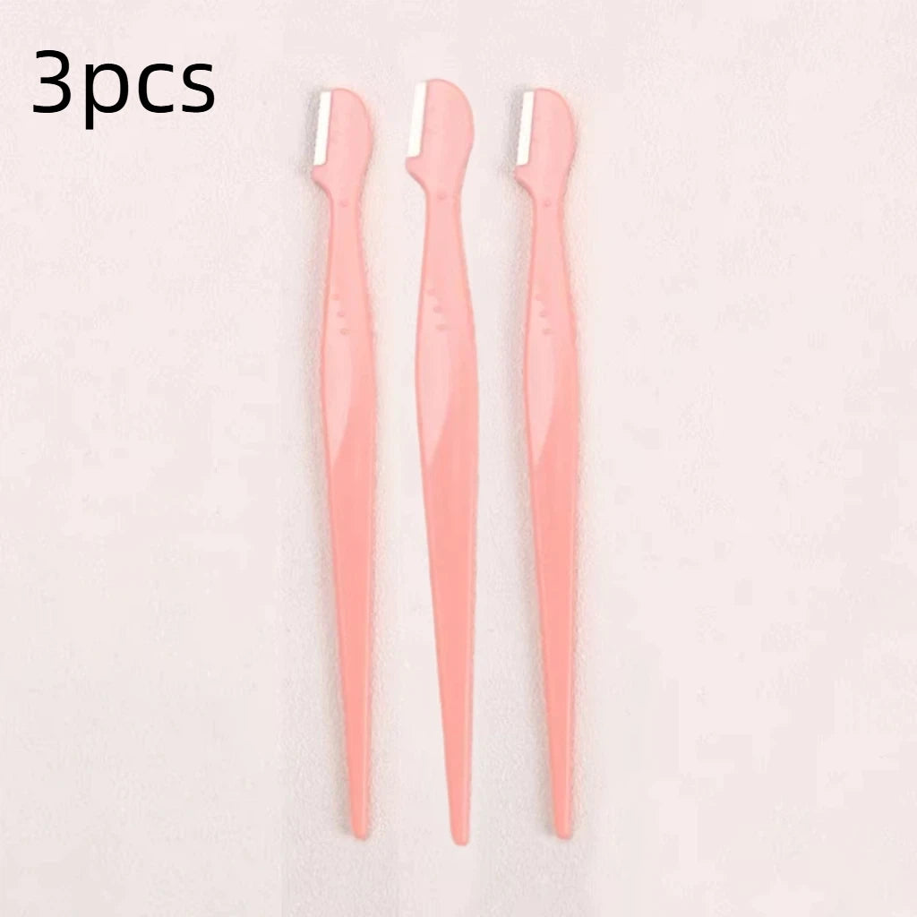 Precision Straight Handle Eyebrow Trimmers 2 3 Round Head Grooming Qme 3pcs Orange