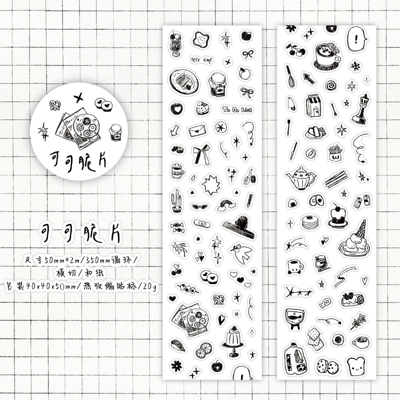 50mm*2m/Roll Cute Cartoon Kitchen Making Tapes School supplies DIY Scrapbook Stickers Diary Decor Planner Korean Stationery Tape Qme A 10 rolls
