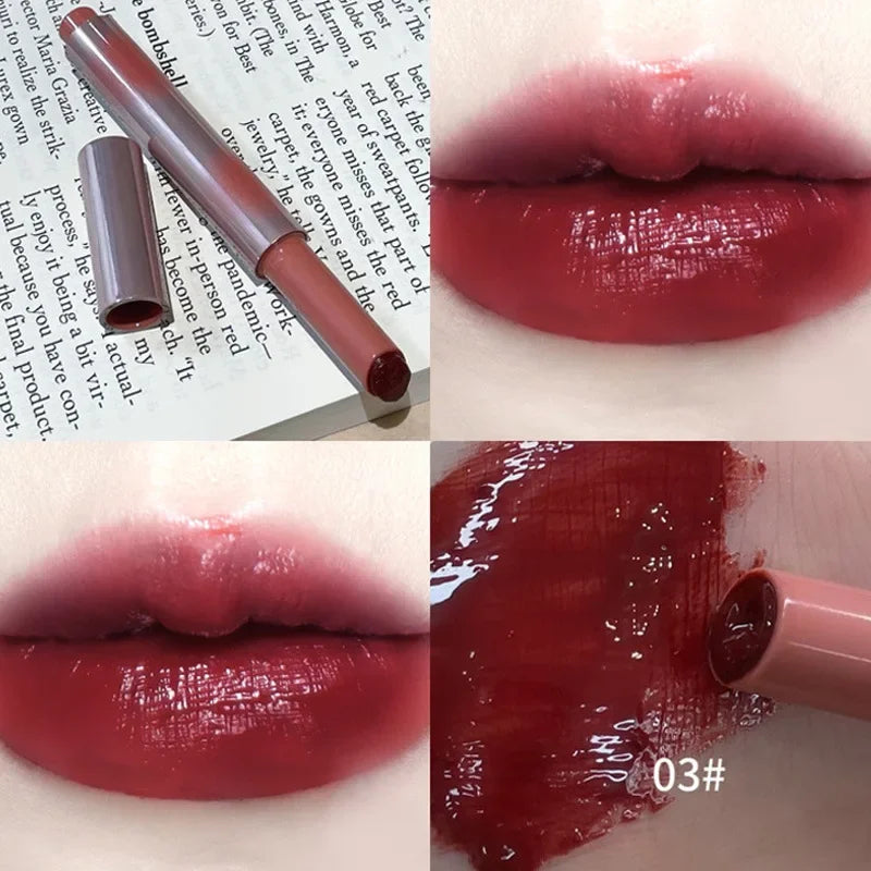 Strawberry Jelly Lipsticks Moisturizing Water Gloss Lip Stick Tint Mirror Clear Lip Gloss Non-Sticky Lips Makeup Korean Cosmetic Qme 03