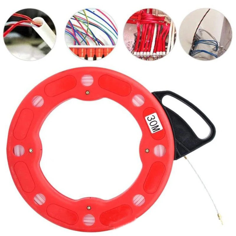 15 20 25 30m Cable Puller Fish Tape Reel Fiberglass Nylon Conduit Qme
